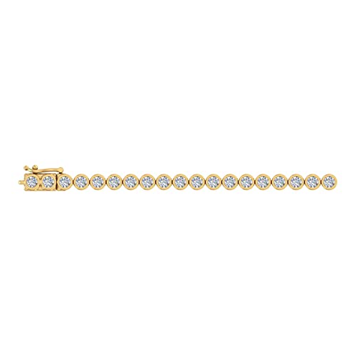 5 Carat Bezel Set Diamond Tennis Bracelet in 10K Gold (7.5 Inch)